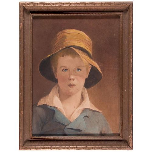 A watercolor portrait of a farm boy.