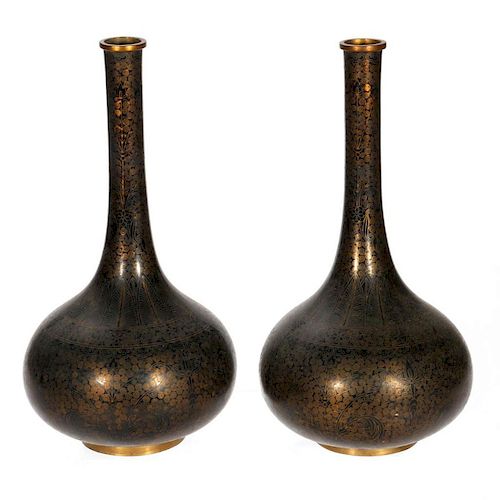 A pair of Chinese cloisonne vases.