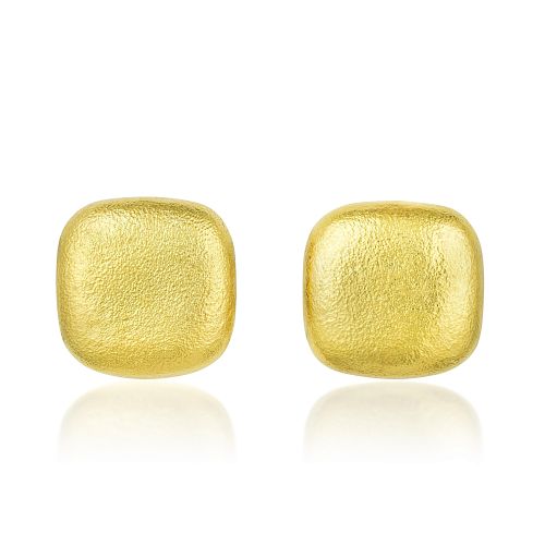 Angela Cummings Hammered Gold Square Earrings