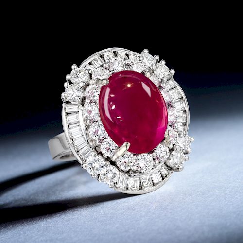 An 11.01-Carat Burmese Ruby and Diamond Ring