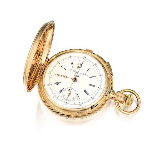 Huguenin & Sons Pocket Chronograph and Quarter Repeater in 14K Pink Gold