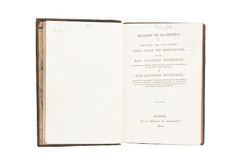 Tratado de la huerta o método para cultivo de toda clase de hortalizas. Boutelou, Esteban y Claudio. Madrid: 1801.