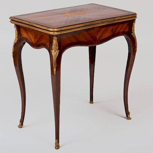 Louis XV Ormolu-Mounted Amaranth, Kingwood and Bois Satiné Marquetry Games Table
