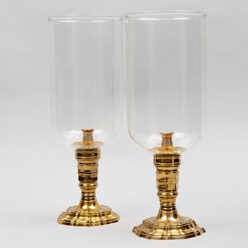 Pair of Louis XIV Style Brass and Glass Photophores