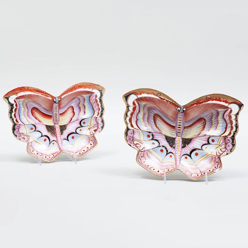 Two Similar German Porcelain Butterfly Dishes