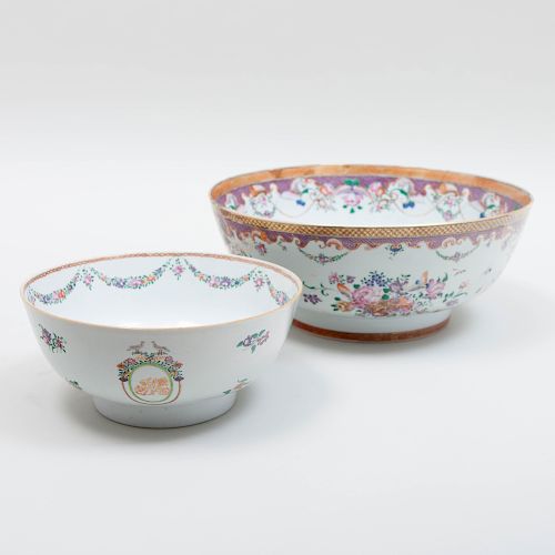 Two Chinese Export Porcelain Punch Bowls