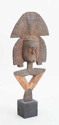 TWO KOTA STYLE COPPER-SHEATHED WOOD FIGURAL GRAVE MARKERS