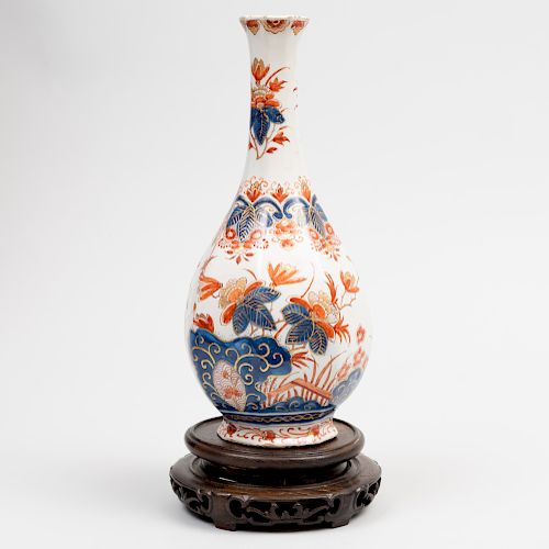 Dutch Delft Doré Octagonal Bottle Vase