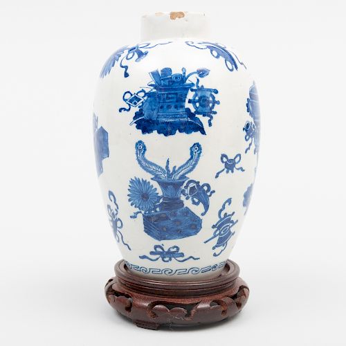 Dutch Delft Blue and White Ovoid Vase