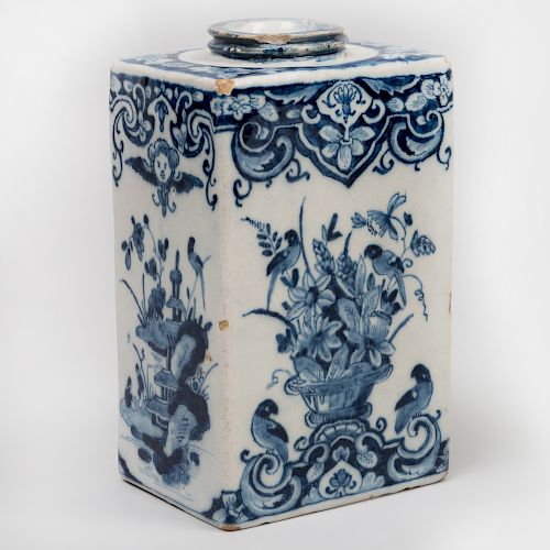 Dutch Delft Blue and White Tea Caddy