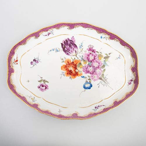 Meissen Porcelain Puce Decorated Shaped Tray