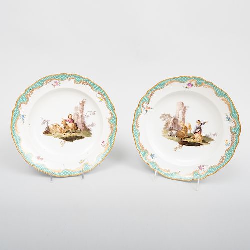 Two Meissen Porcelain Plates Decorated with Shepherds
