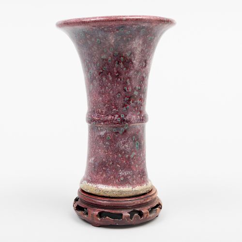 Chinese Pottery Flambé Glazed Gu Form Vase
