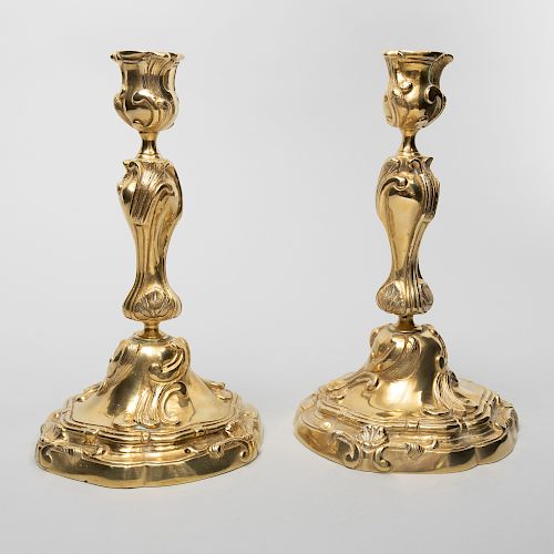 Pair of Régence Bronze Candlesticks