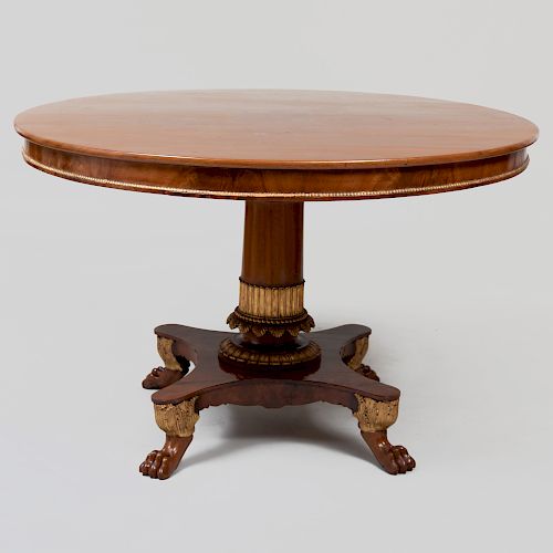 Italian Neoclassical Mahogany and Parcel-Gilt Center Table