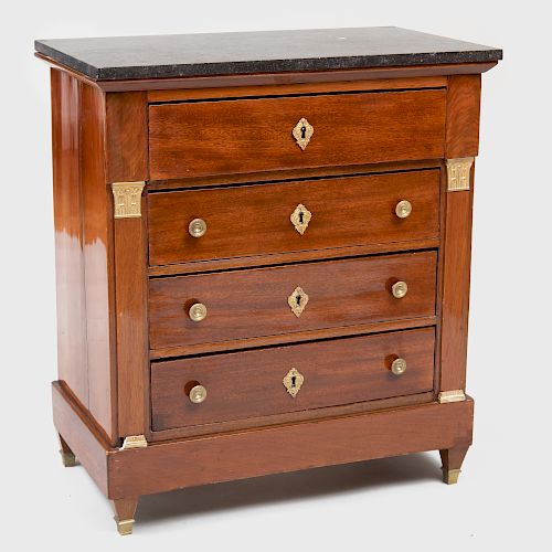 Small Continental Neoclassical Mahogany Chest of Drawers