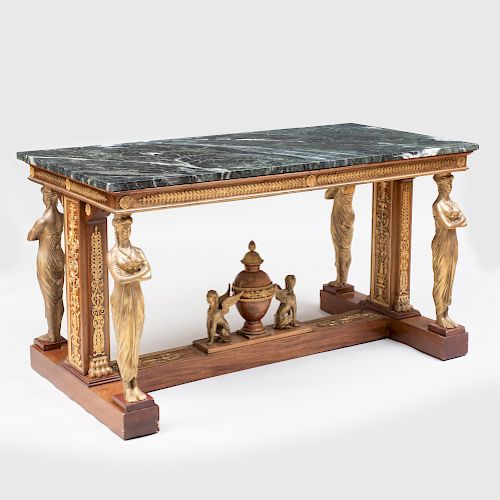 Empire Style Ormolu-Mounted Mahogany Center Table, After a Model by Jacob-Desmalter