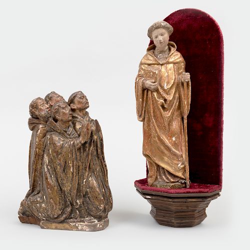 Two Carved Giltwood Figural Artifacts  