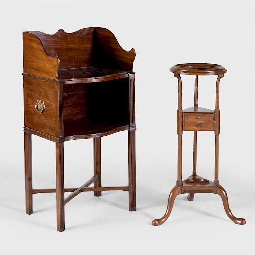 George III Style Mahogany Washstand together with a Mahogany Tripod Plant Stand