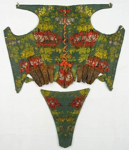 SILK CORSET and STOMACHER, AMERICAN or EUROPEAN, 18th C