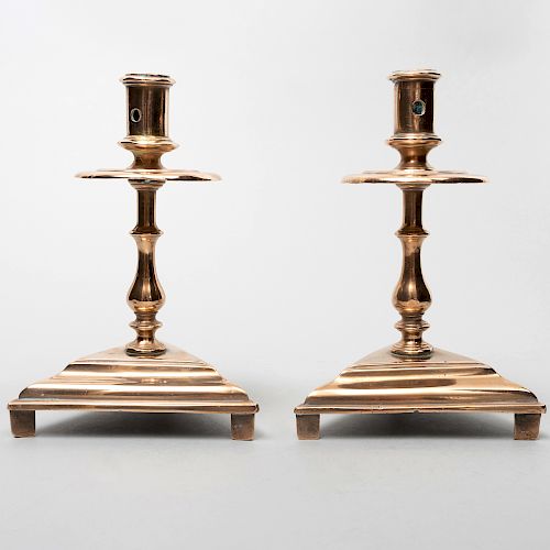 Pair of Spanish Baroque Bronze Candlesticks