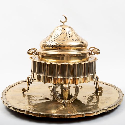 Large Middle Eastern Brass Brazier