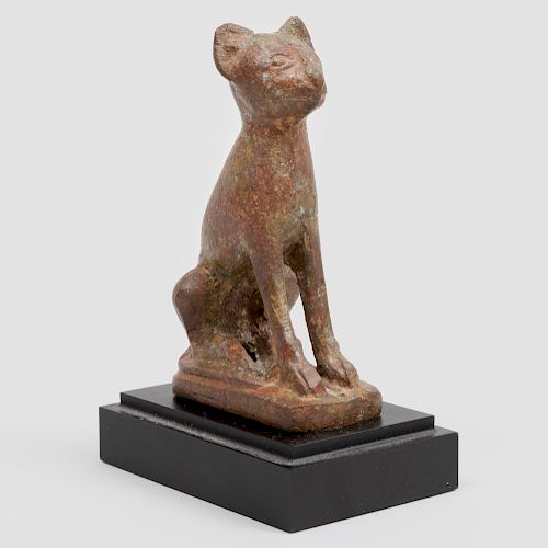 Egyptian Style Metal Model of a Seated Cat