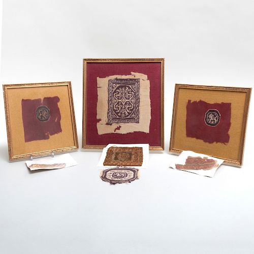 Group of Three Coptic Textiles together with a Group of Unframed Coptic Fragments