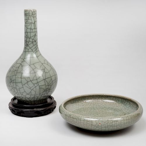 Two Chinese Porcelain Crackle Glaze Wares