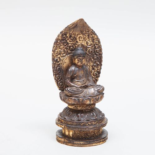 Gilt-Lacquer Figure of Buddha Seated on a Lotus