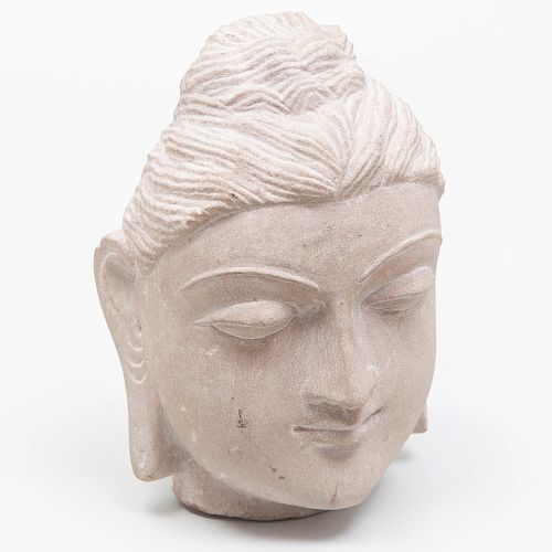 Carved Stone Head of Buddha, Probably Indian