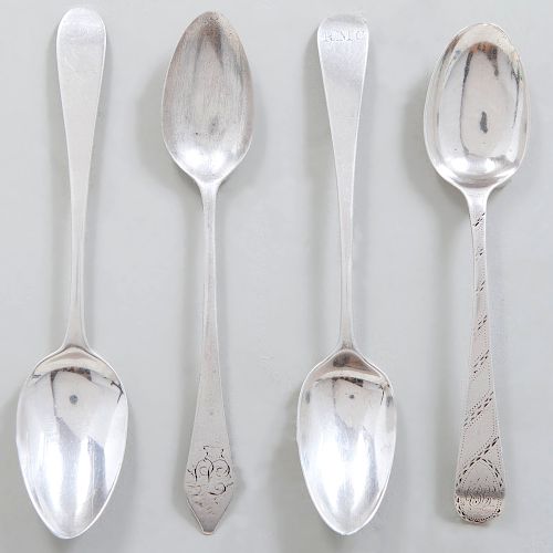 Group of Fourteen George III and George IV Silver Coffee Spoons