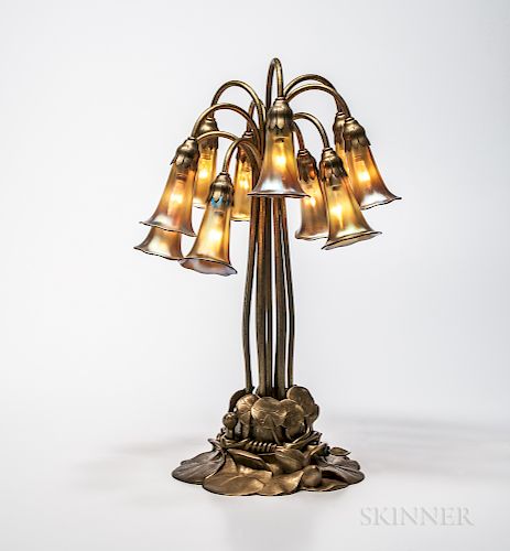 Tiffany Studios Ten-light Bronze "Water Lily" Table Lamp