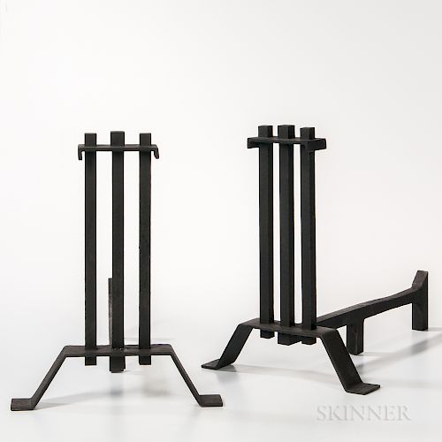 Pair of Arts and Crafts Prairie-style Andirons