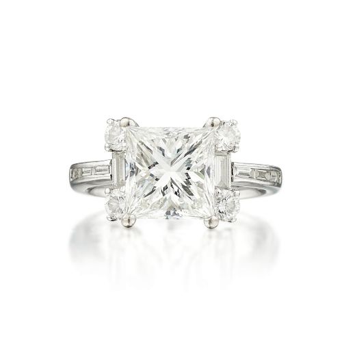 A 3.17-Carat Square-Cut Diamond Ring