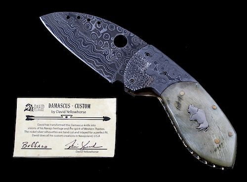 Navajo David Yellowhorse Damascus Buffalo Knife