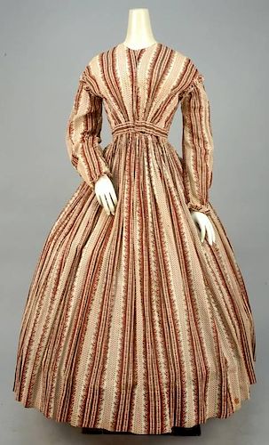 PRINTED COTTON DAY DRESS, AMERICAN, 1864 - 1866.