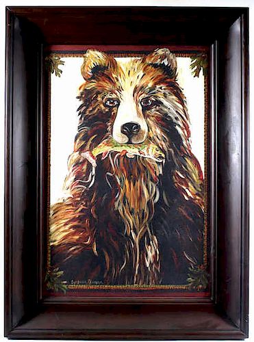Signed Suzanne Etienne "The Bear" Painting