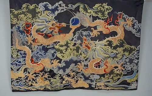 CHINESE SILK EMBROIDERED PANEL, 20th C.