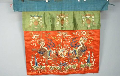 CHINESE EMBROIDERED SKIRT PANEL, 20th C.