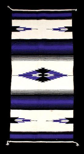 Mexican Hand Woven Banded Storm Pattern Wool Rug