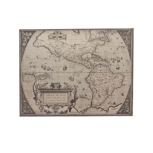 Mapa: Americae Sive Novi Orbis, Nova Descriptio. Años 70. De la Franklin Mint de México. En plata. Conmemorativo 50 años del IPGH.