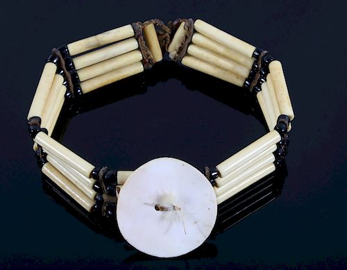 Sioux Bone Hair Pipe & Abalone Choker Necklace