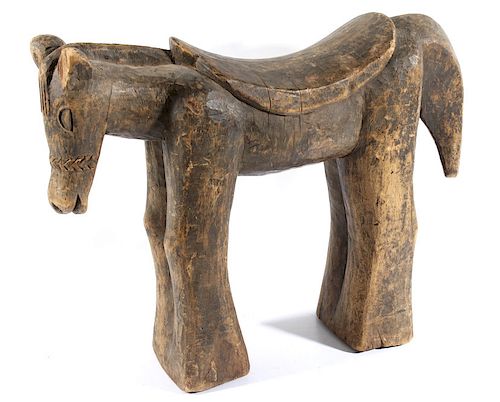 19th Century Hand Carved Afghan Horse Folk Art