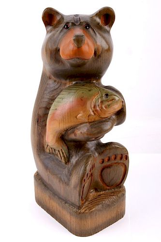 Big Sky Carvers Hand Carved Bear With Trout