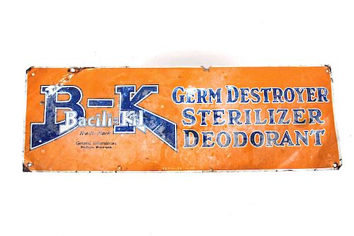 Bacili-Kil Germ Destroyer Sterilizer Metal Sign
