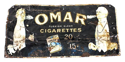 Omar Turkish Blend Cigarettes Tin Advertising Sign