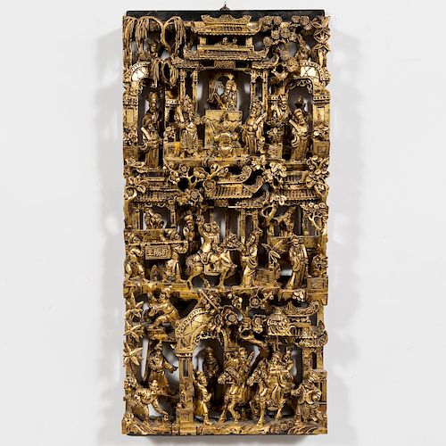 Chinese Period Carved Giltwood Hanging Panel