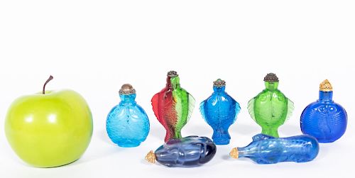 Seven Chinese Glass Animal Motif Snuff Bottles