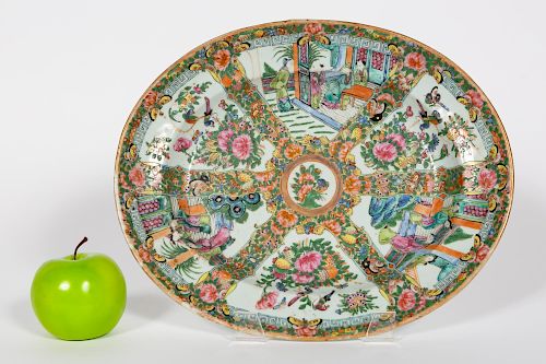 Chinese Porcelain Rose Medallion Oval Platter
